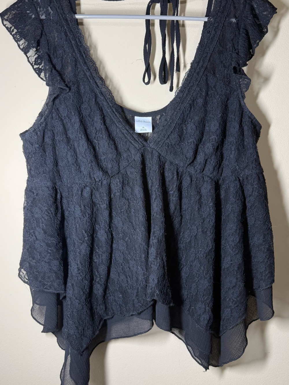 Wild Fable Black Lace V-Neck Tank Top